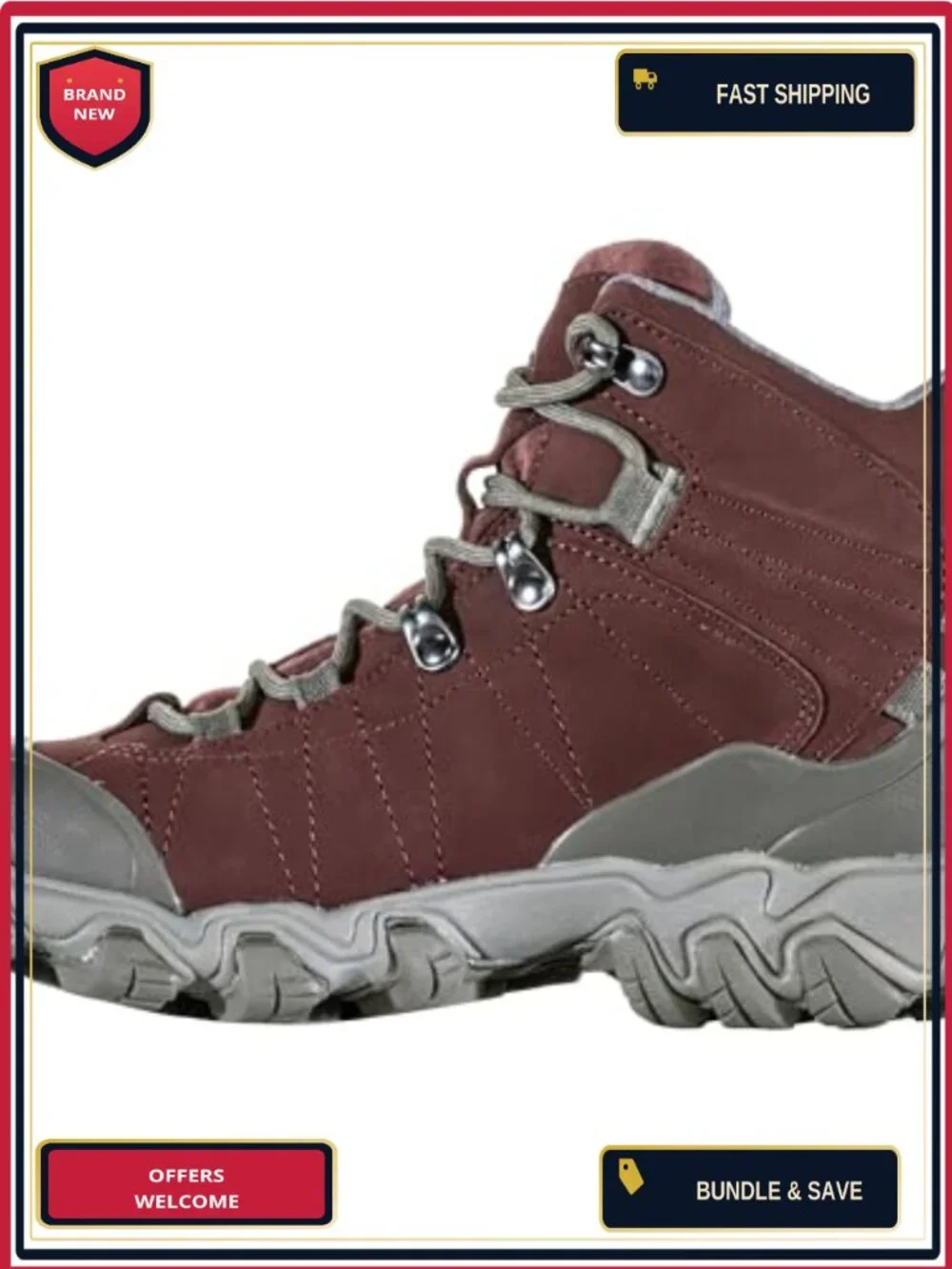 Waterproof Mid Hiking Boots with EVA Insole and Rubber Sole